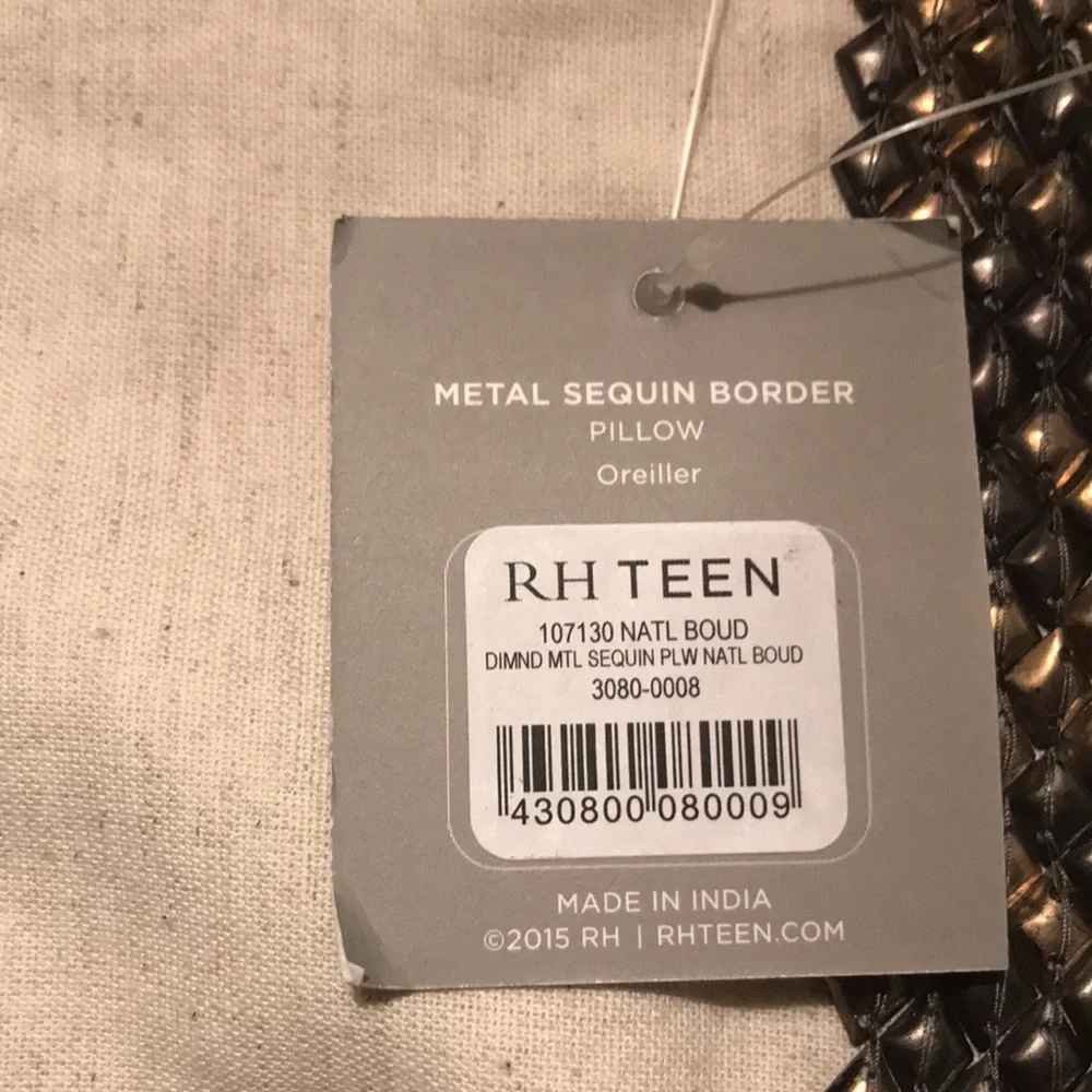 Restoration Hardware RH Diamond Multi Metal Sequin Border Pillow Cover